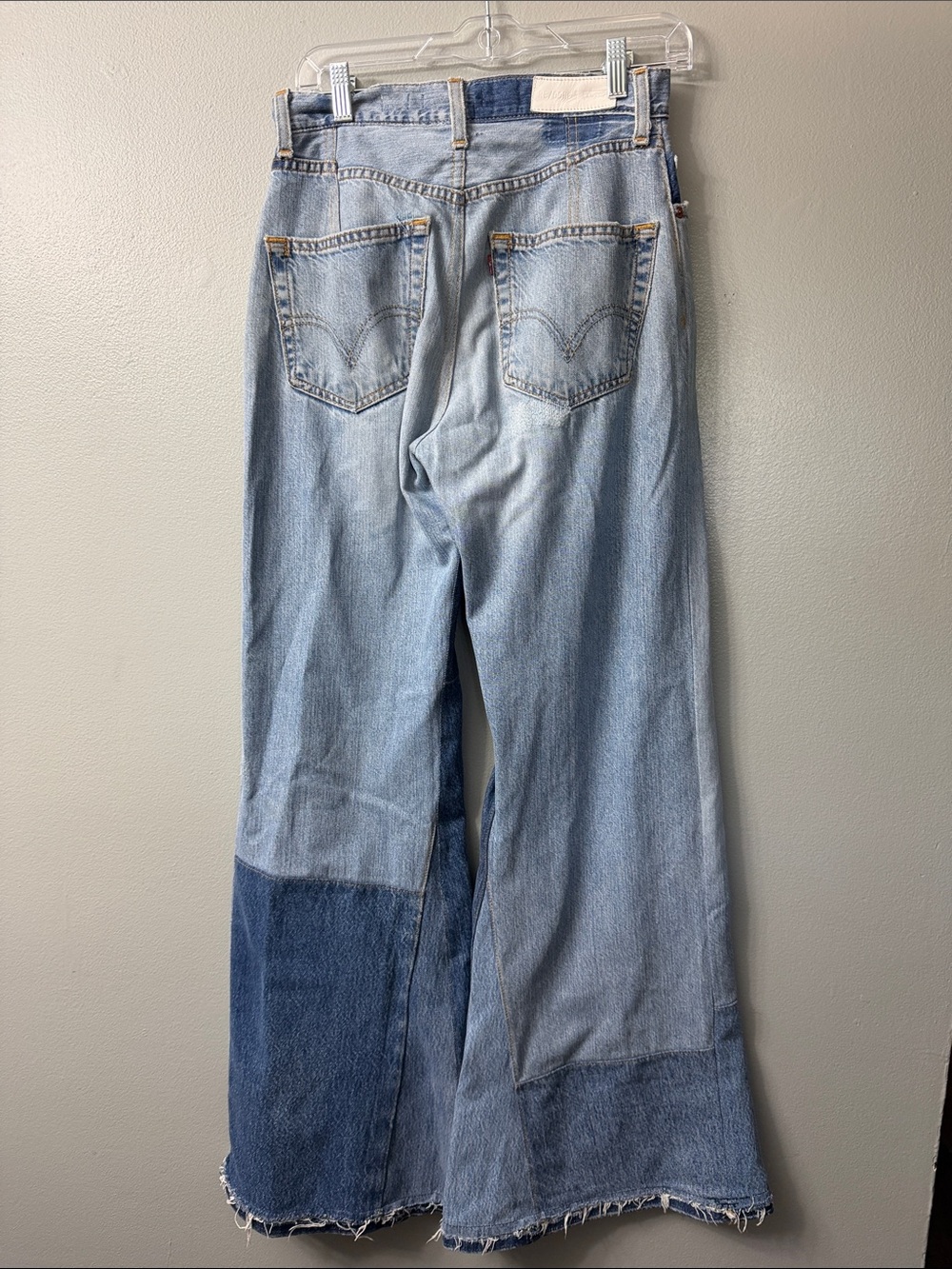 Re/Done x Levi's Patchwork Bell Bottom 60s 70s Hippie Flare Jeans 26 - Picture 3 of 12